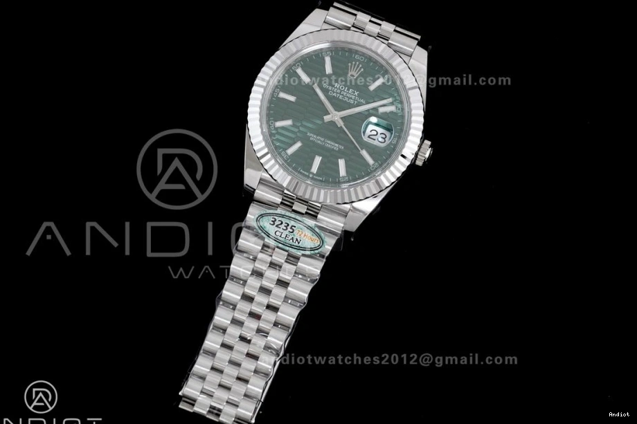 126334 Best Steel 1:1 Edition SH3235 Jubilee Bracelet DateJust Clean 41 904L on Dial Green Textured 0225
